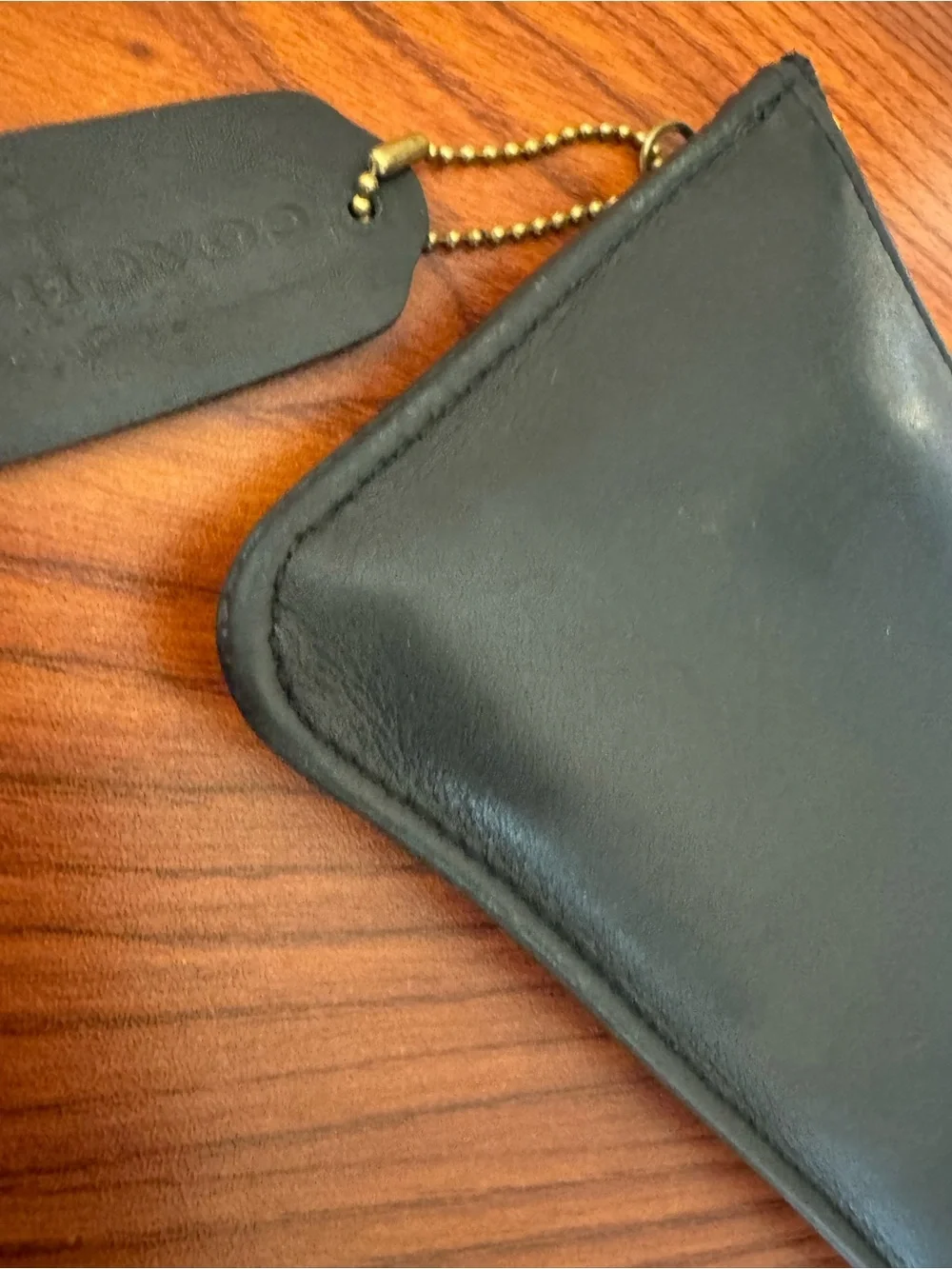 Vintage Coach Black Leather Zip Pouch Wristlet